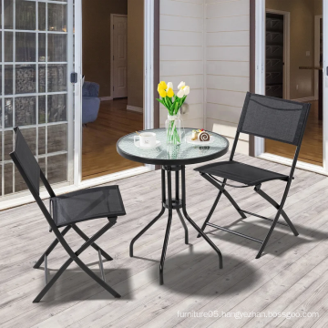 Modern steel chairs folding square tables antique garden leisure furniture sets Outdoor Dining